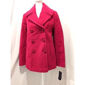NWT TOMMY HILFIGER Peacoat Womens Size: 6 Fuschia Wool Double Breasted Button Up
